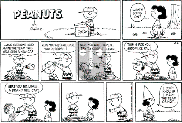 Peanuts - Sunday March 21, 1993 Comic Strip