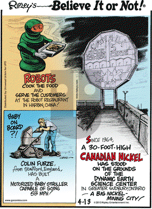 Ripley's Believe It or Not on Saturday April 13, 2013 Comic Strip