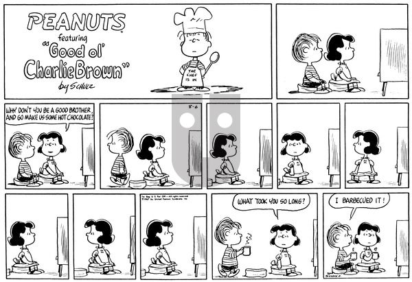 Peanuts on Sunday August 6, 1967 Comic Strip