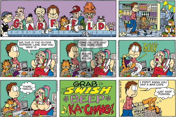 Garfield on Sunday September 15, 2002 Comic Strip