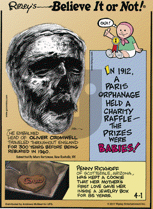 Ripley's Believe It or Not on Saturday April 1, 2017 Comic Strip