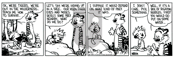 Calvin and Hobbes on Saturday March 12, 1988 Comic Strip