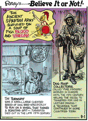 Ripley's Believe It or Not on Monday September 1, 2014 Comic Strip