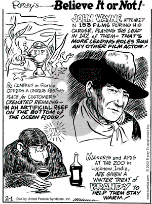 Ripley's Believe It or Not on Friday February 1, 2002 Comic Strip