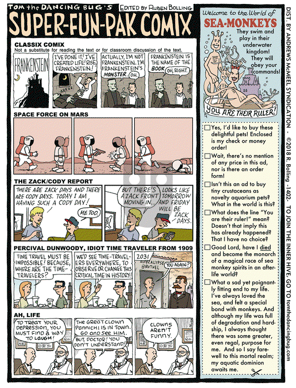 Tom the Dancing Bug on Friday August 24, 2018 Comic Strip