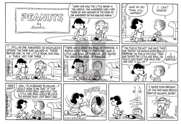 Peanuts on Sunday October 1, 1961 Comic Strip