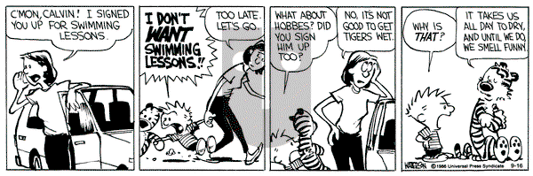 Calvin and Hobbes on Monday September 16, 1991 Comic Strip
