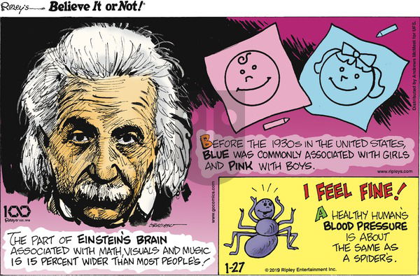Ripley's Believe It or Not on Sunday January 27, 2019 Comic Strip