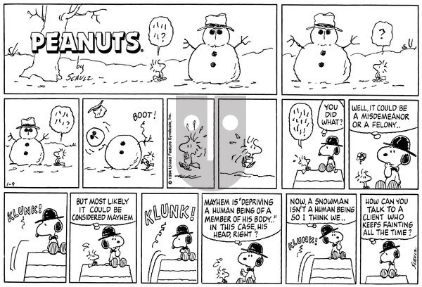 Peanuts on Sunday January 9, 1994 Comic Strip