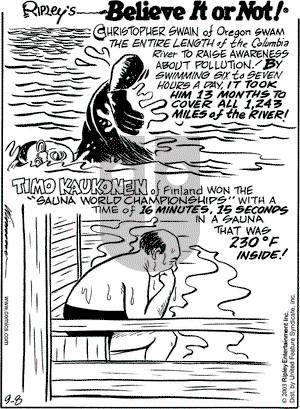 Ripley's Believe It or Not on Monday September 8, 2003 Comic Strip