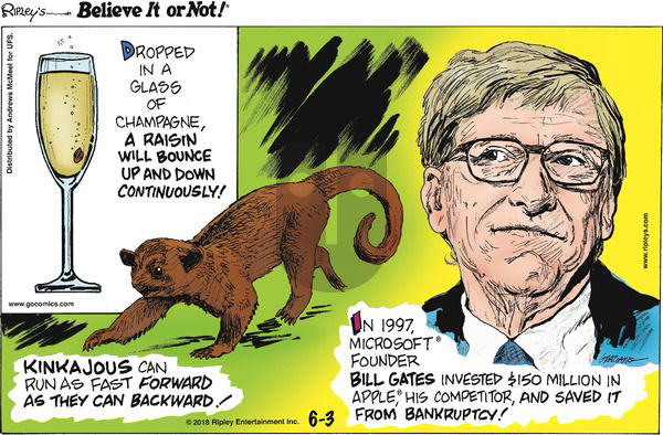 Ripley's Believe It or Not on Sunday June 3, 2018 Comic Strip