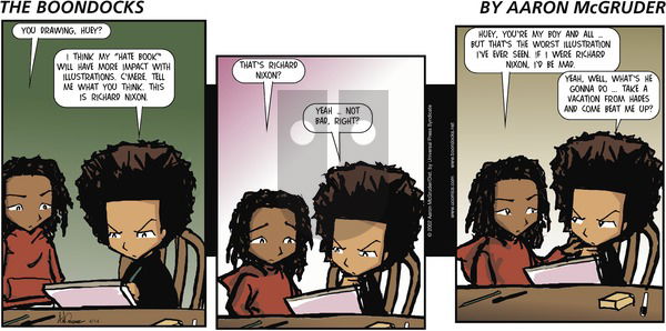 The Boondocks on Sunday April 14, 2002 Comic Strip