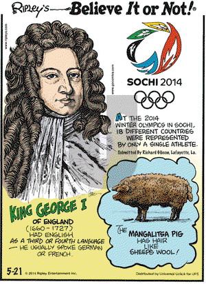 Ripley's Believe It or Not on Wednesday May 21, 2014 Comic Strip