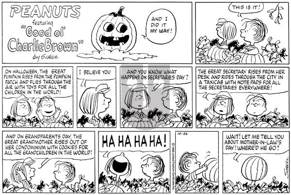 Peanuts on Sunday October 26, 1986 Comic Strip