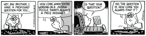 Peanuts on Tuesday September 14, 1982 Comic Strip