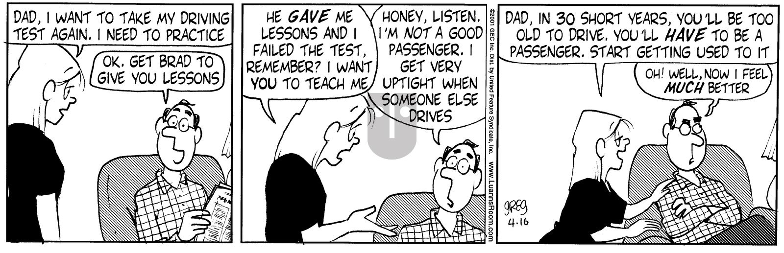 Luann - Monday April 16, 2001 Comic Strip