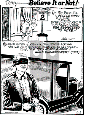 Ripley's Believe It or Not on Saturday February 2, 2002 Comic Strip