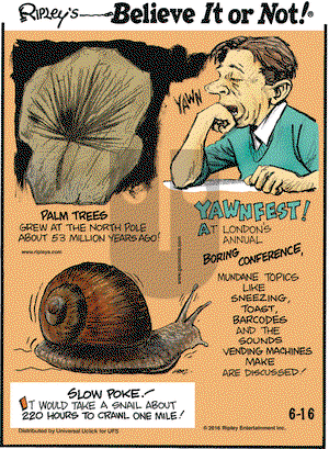 Ripley's Believe It or Not on Thursday June 16, 2016 Comic Strip
