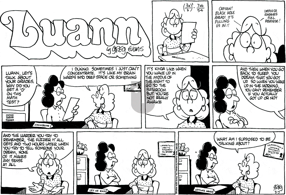 Luann - Sunday March 7, 1993 Comic Strip