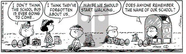 Peanuts - Wednesday April 21, 1993 Comic Strip