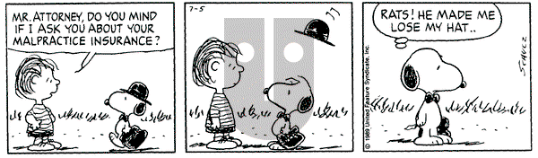 Peanuts on Wednesday July 5, 1989 Comic Strip