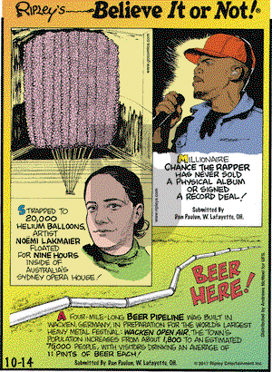Ripley's Believe It or Not on Saturday October 14, 2017 Comic Strip