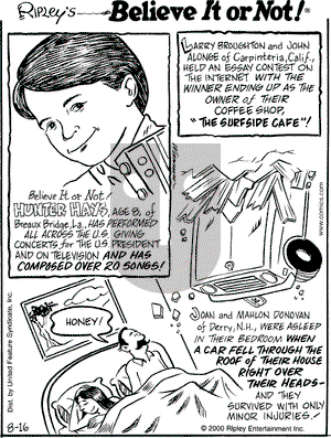 Ripley's Believe It or Not on Wednesday August 16, 2000 Comic Strip