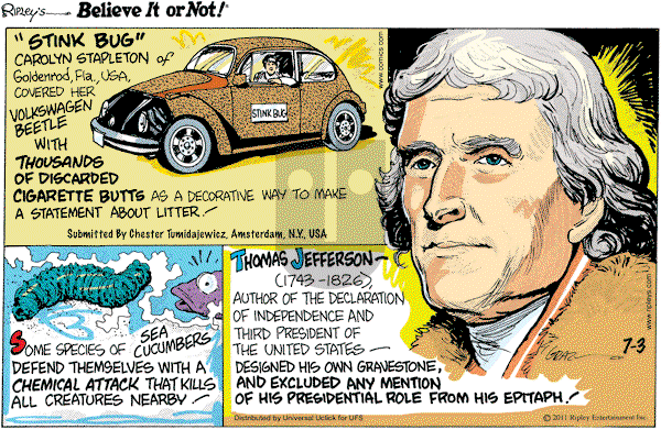 Ripley's Believe It or Not - Sunday July 3, 2011 Comic Strip