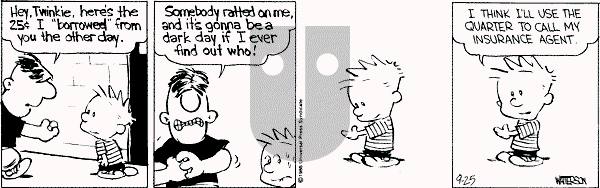 Calvin and Hobbes - Thursday September 25, 1986 Comic Strip