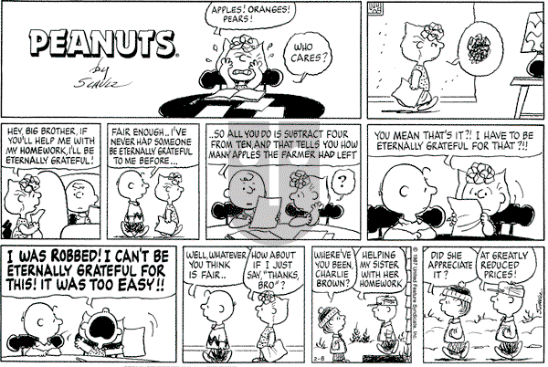 Peanuts - Sunday February 8, 1987 Comic Strip
