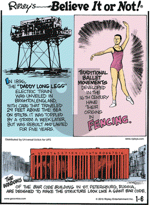 Ripley's Believe It or Not on Tuesday January 6, 2015 Comic Strip