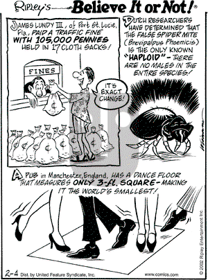 Ripley's Believe It or Not on Saturday March 23, 2002 Comic Strip