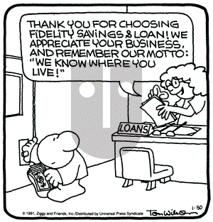 Ziggy on Wednesday January 30, 1991 Comic Strip