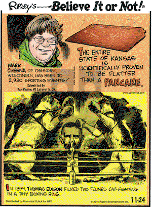 Ripley's Believe It or Not on Tuesday November 24, 2015 Comic Strip