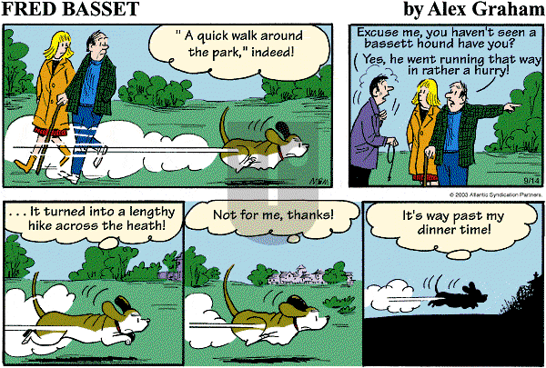 Fred Basset on Sunday September 14, 2003 Comic Strip