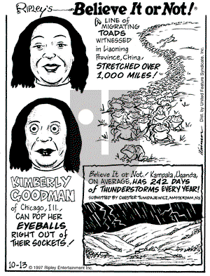 Ripley's Believe It or Not on Monday October 13, 1997 Comic Strip