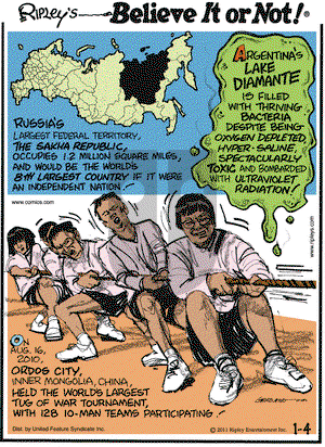 Ripley's Believe It or Not on Tuesday January 4, 2011 Comic Strip