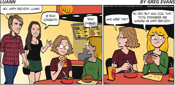 Luann - Sunday September 28, 2014 Comic Strip