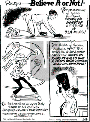 Ripley's Believe It or Not on Tuesday February 5, 2002 Comic Strip