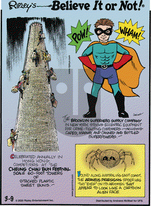 Ripley's Believe It or Not on Monday March 9, 2020 Comic Strip
