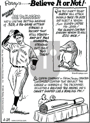Ripley's Believe It or Not on Thursday April 29, 1999 Comic Strip