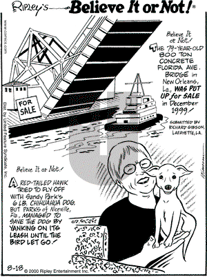 Ripley's Believe It or Not on Friday August 18, 2000 Comic Strip