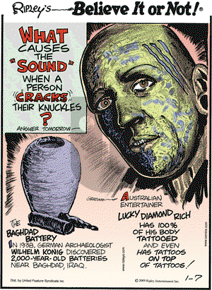 Ripley's Believe It or Not on Wednesday January 7, 2009 Comic Strip