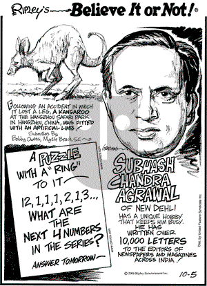 Ripley's Believe It or Not on Thursday October 5, 2006 Comic Strip