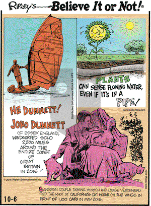 Ripley's Believe It or Not on Thursday October 6, 2016 Comic Strip
