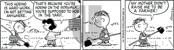 Peanuts - Thursday March 19, 1998 Comic Strip