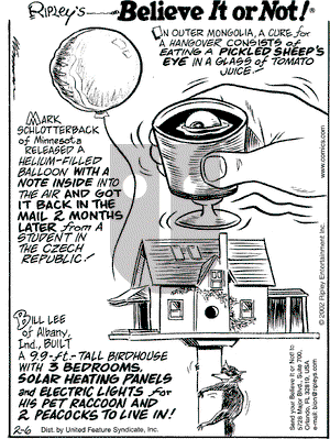 Ripley's Believe It or Not - Wednesday February 6, 2002 Comic Strip