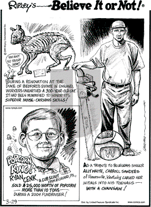 Ripley's Believe It or Not on Tuesday March 29, 2005 Comic Strip