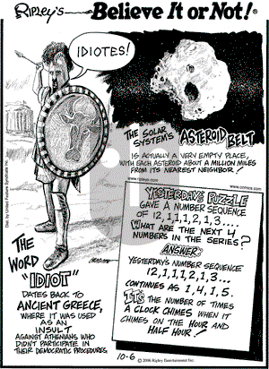 Ripley's Believe It or Not on Friday October 6, 2006 Comic Strip