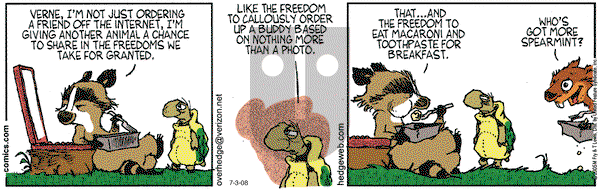 Over the Hedge on Thursday July 3, 2008 Comic Strip